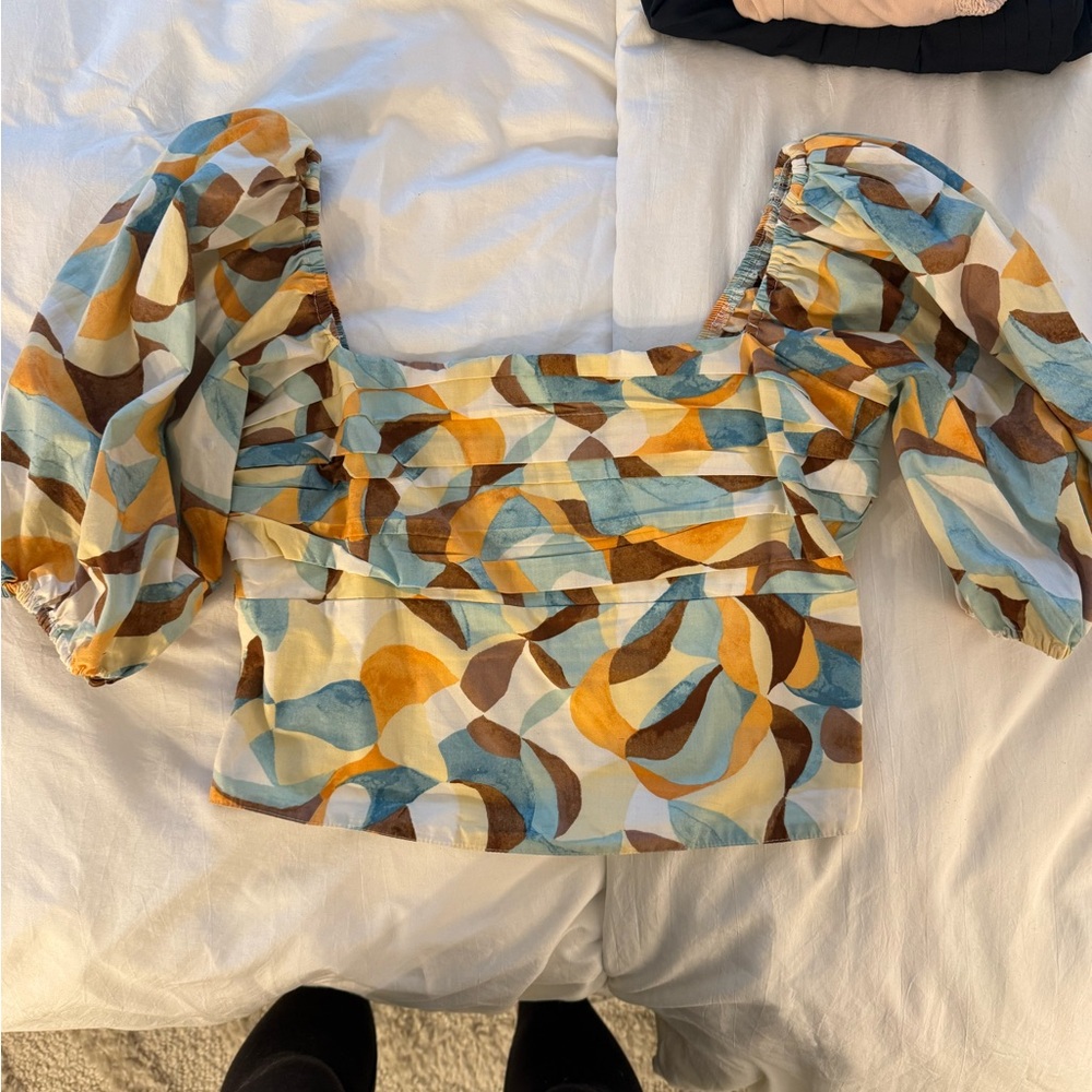 Abercrombie & Fitch Multicolor Puff Sleeve Blouse